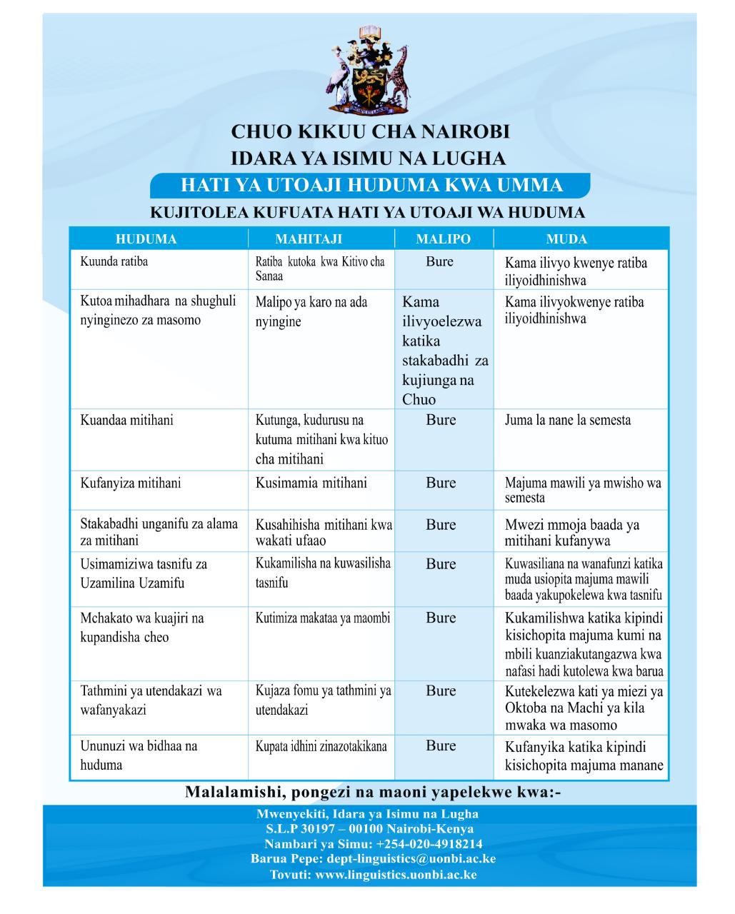 Literature Swahili  Charter